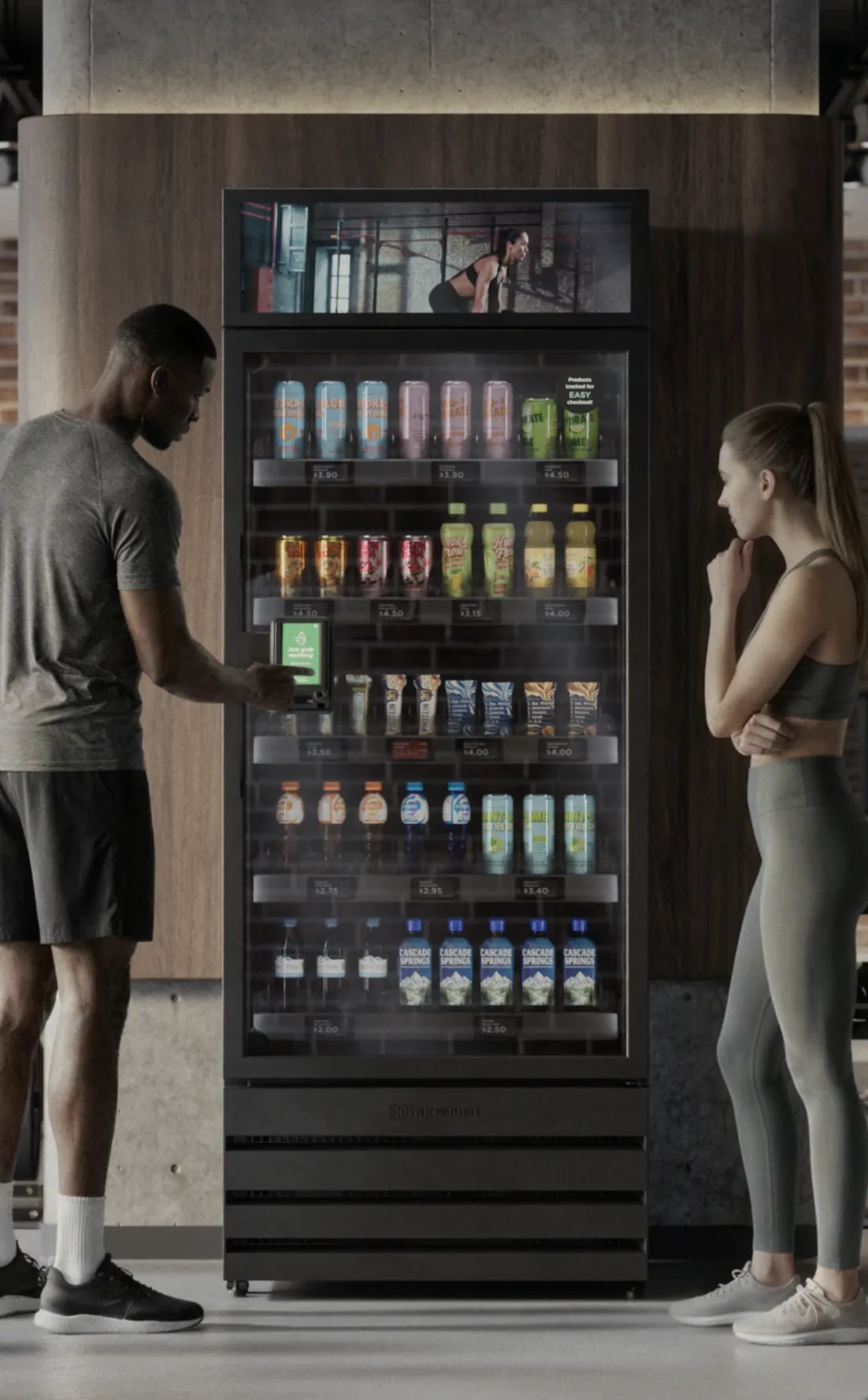 Members using a smart market in a gym
